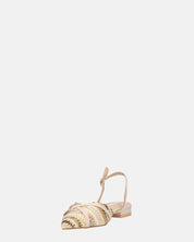 INEZ - sandali beige con dettagli di paglia intrecciata e fibbie