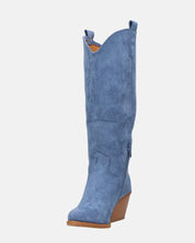 LIANA - camperos con tacco in camoscio blu