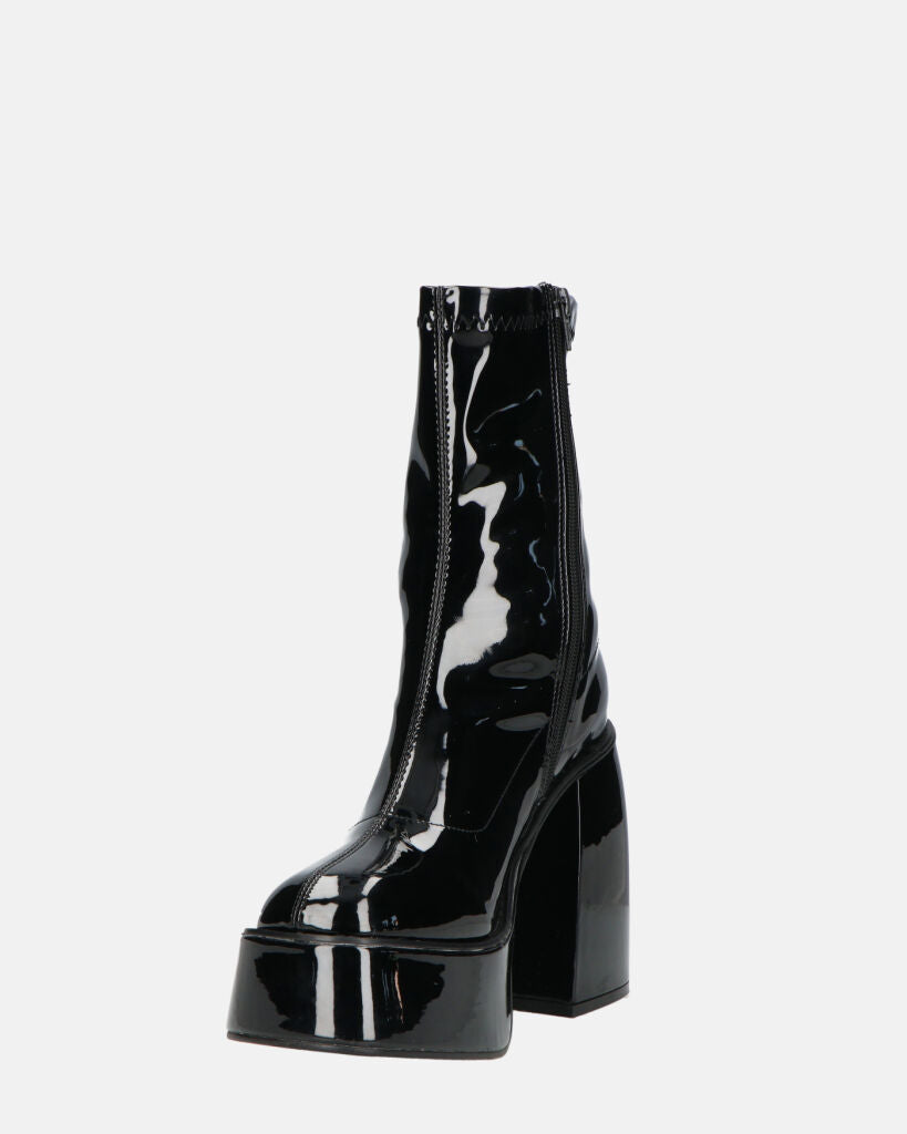 MYA - stivaletti platform con tacco alto in glassy nero