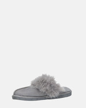 MIDORI - chaussons gris avec fourrure et daim
