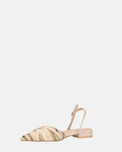 INEZ - sandali beige con dettagli di paglia intrecciata e fibbie