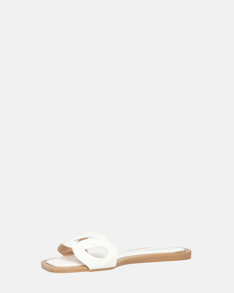 KRISTA - ciabattine bianchi con suola beige