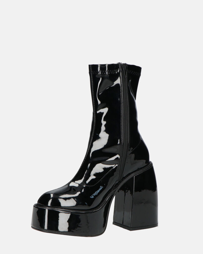 MYA - stivaletti platform con tacco alto in glassy nero