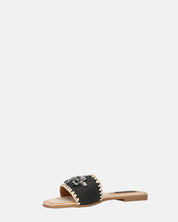 ROZENN - ciabattine beige con fascia nera ricamata e gemme