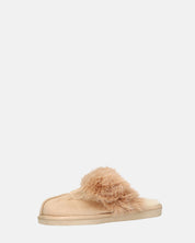 MIDORI - pantofole beige con pelliccia e camoscio