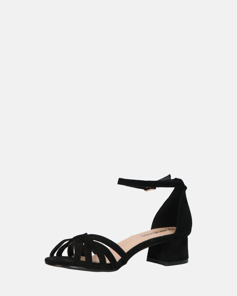 THEMA - sandali bassi in camoscio nero e cinturino