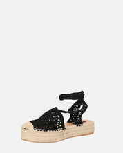 SHIRLEY - sandali platform con decorazioni in tessuto nero