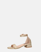 WANDA - sandali con tacco basso in glitter oro