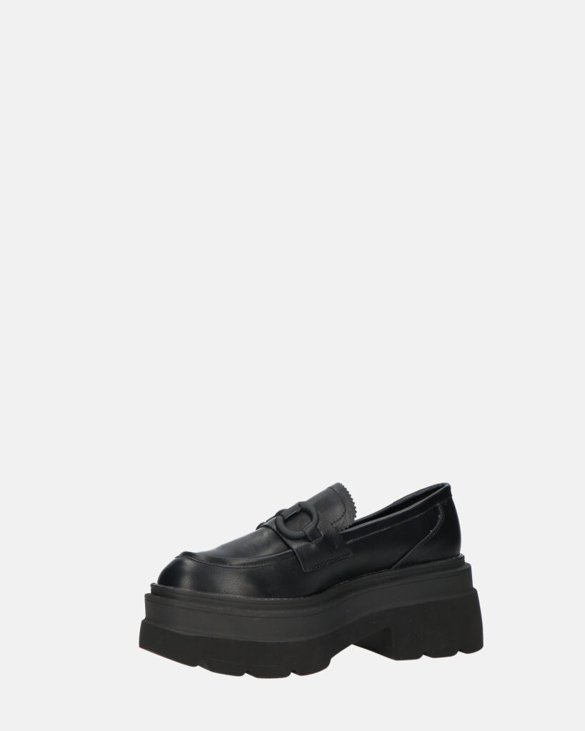 BESSIE - scarpe nere platform con decorazione