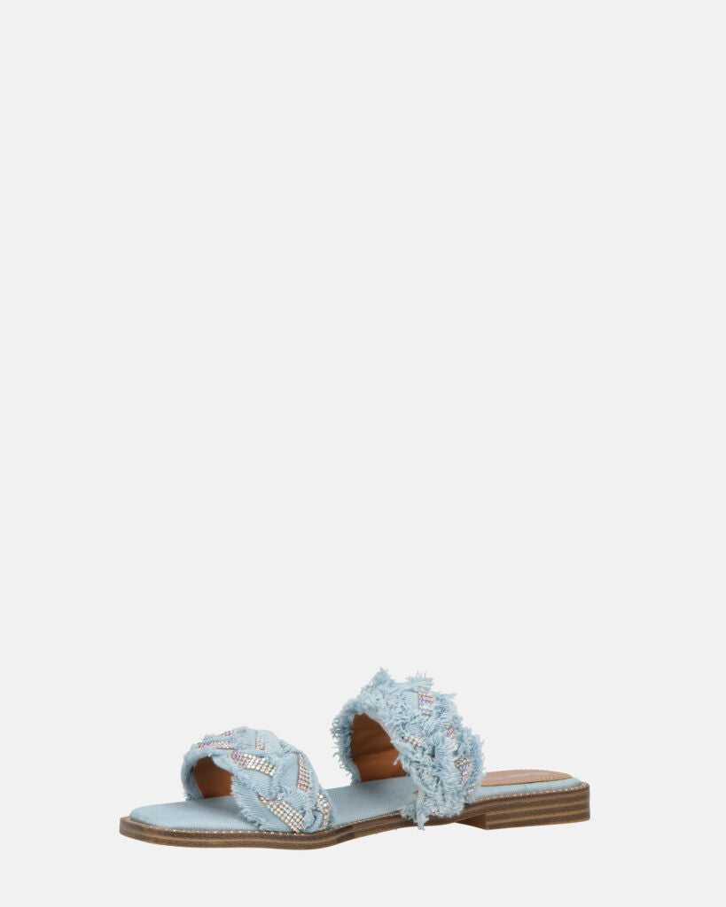 KALI - sandali in tessuto denim con gemme