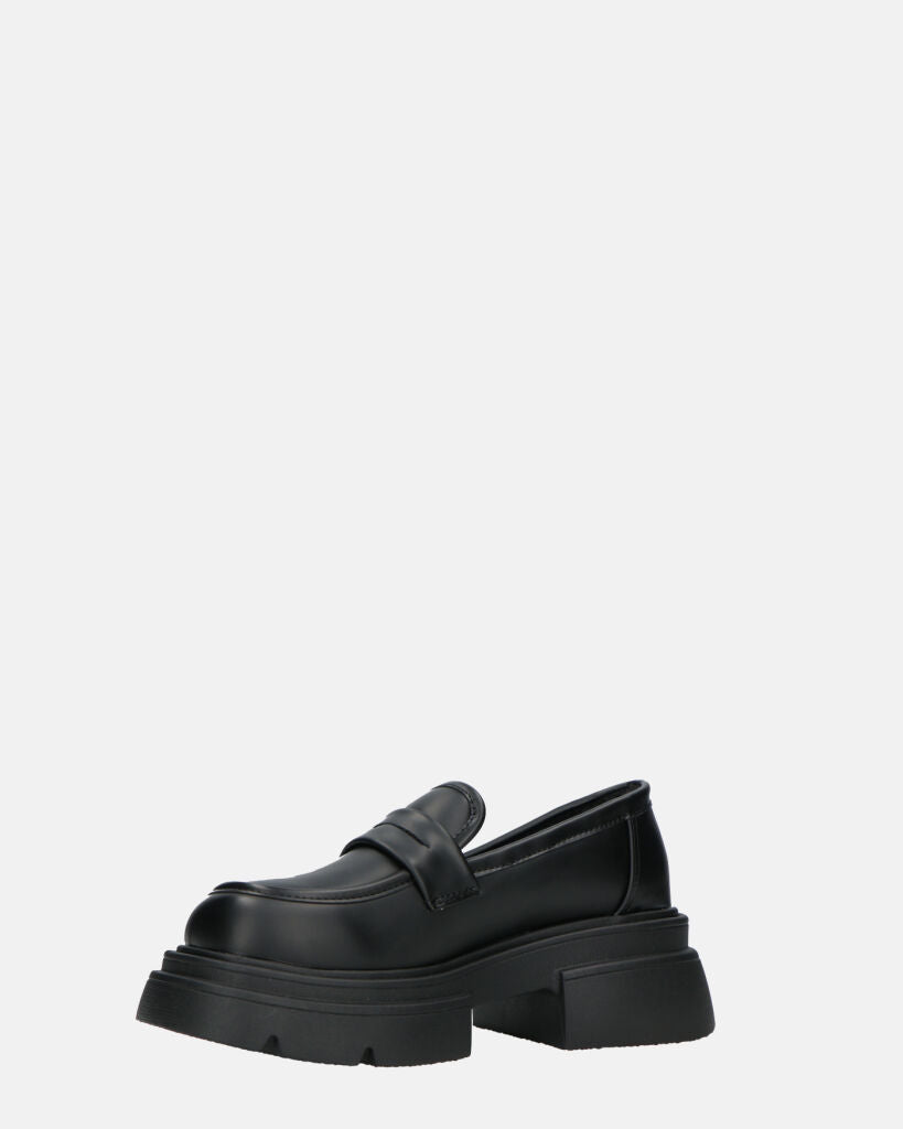 MARIKA - scarpe basse mocassini platform neri