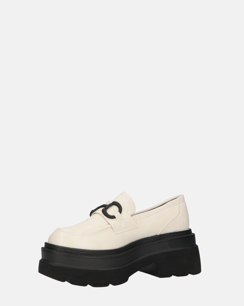 BESSIE - scarpe bianche platform con decorazione