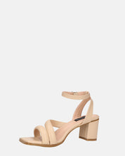 HIROE - sandali beige con tacco in ecopelle con cinturino