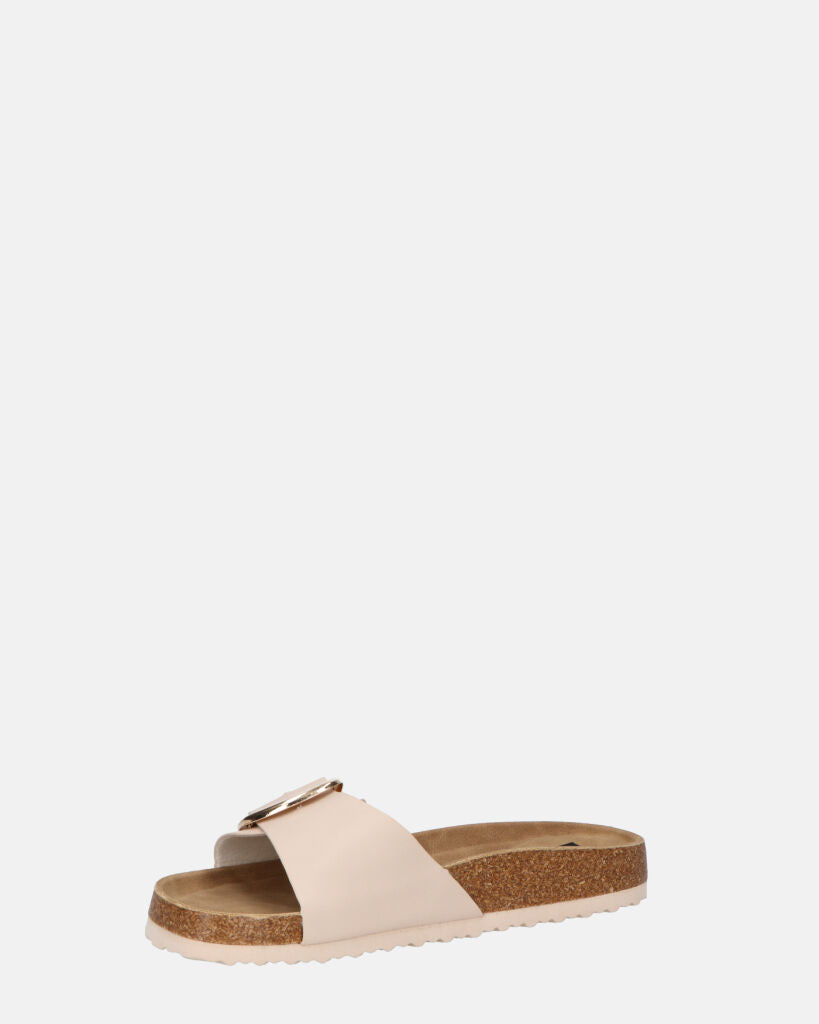 LENA - sandali con suola in sughero e banda beige