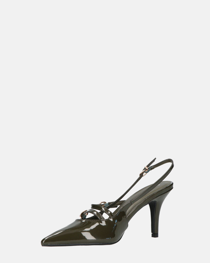 TANISHA - decolette scarpa con tacco verde e cinturini