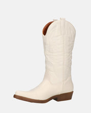 NILLA - stivali camperos beige con ricami
