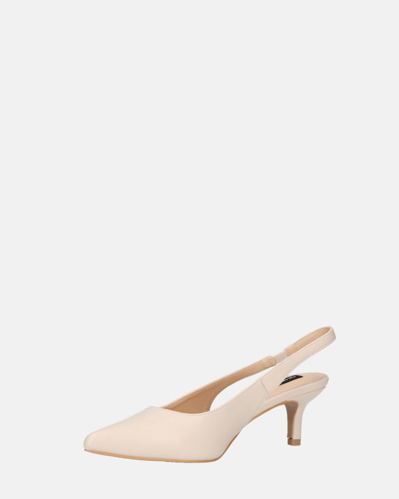 BEVERLIE - decollete con tacco in ecopelle beige