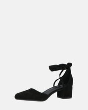 LYDIE - decolette in camoscio nero con lacci