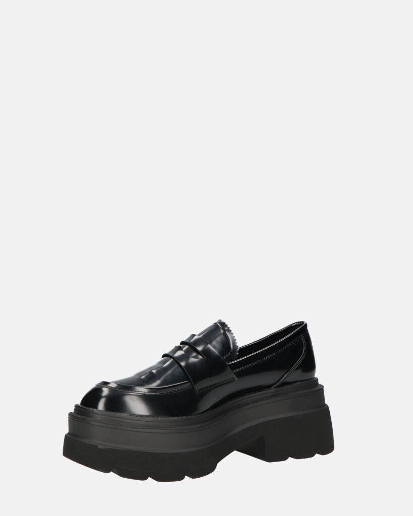 BICE - scarpe basse mocassini platform neri