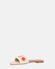MARILIA - ciabattine beige chiaro con decorazioni ricamate e suola marrone