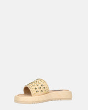 HARPER - ciabattine platform beige con borchie dorate