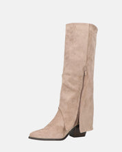 RAHEL - scarpe in camoscio beige con cinture e cerniera laterale