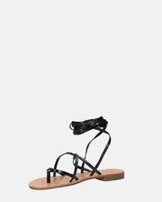 CRESSIDA - sandali bassi beige con cordini nero