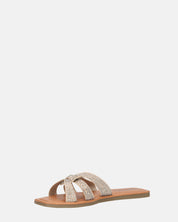 NURY - sandali bassi con strisce beige e gemme