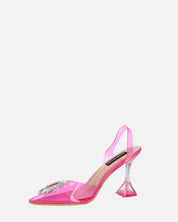 KENAN - scarpe in perspex fucsia con decorazione di gemme in punta
