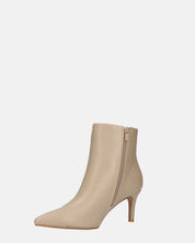 MYZA - stivaletti beige con tacco a spillo con zip laterale