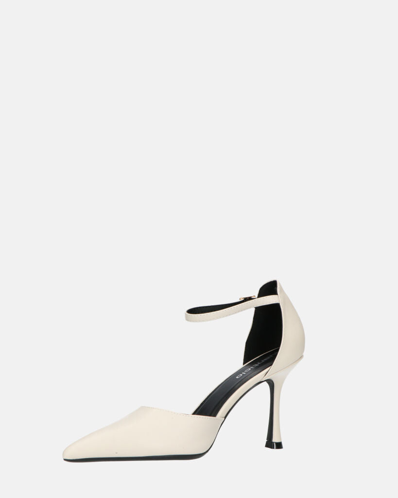 MEENA - decolette bianco con cinturino e soletta nera