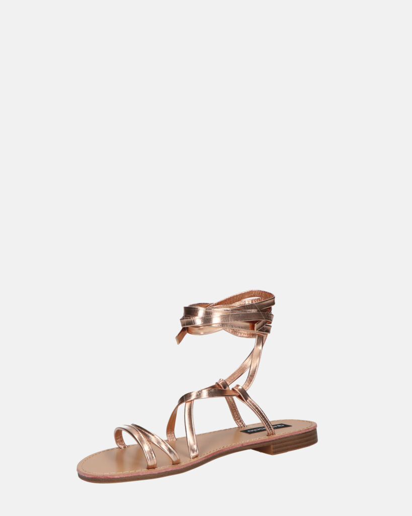 SEA - sandali bassi con fasce e cordini bronzo metallico