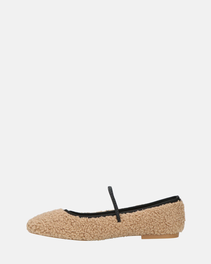 ALISSA - ballerine beige chiaro effetto peluche con suola beige