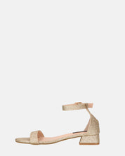 WANDA - sandali con tacco basso in glitter oro