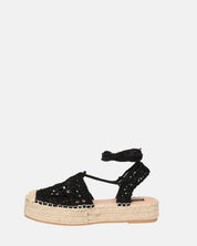SHIRLEY - sandali platform con decorazioni in tessuto nero
