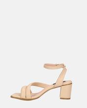 HIROE - sandali beige con tacco in ecopelle con cinturino