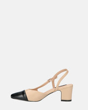 AURI - décolleté beige con tacco basso e punta nera
