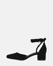 LYDIE - decolette in camoscio nero con lacci