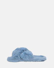 SUZUE - ciabattine aperte in punta in pelliccia azzurra