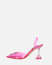 KENAN - scarpe in perspex fucsia con decorazione di gemme in punta