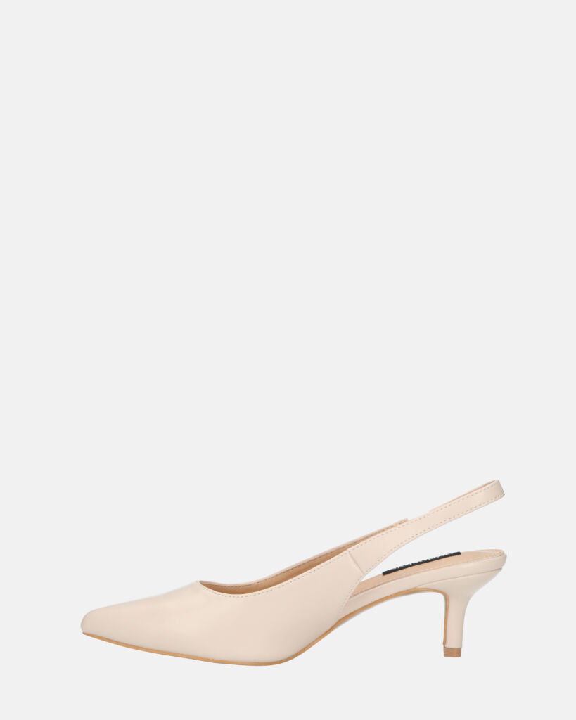 BEVERLIE - decollete con tacco in ecopelle beige