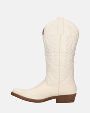 NILLA - stivali camperos beige con ricami