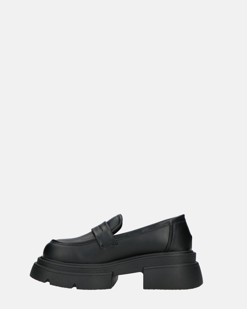 MARIKA - scarpe basse mocassini platform neri