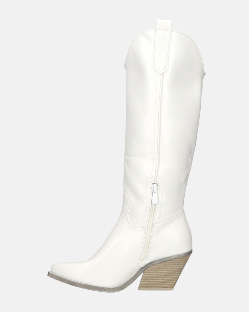 LIANA - camperos con tacco in ecopelle bianco