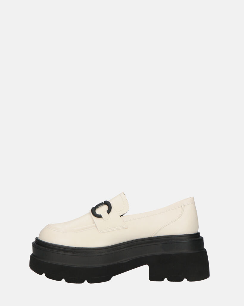BESSIE - scarpe bianche platform con decorazione