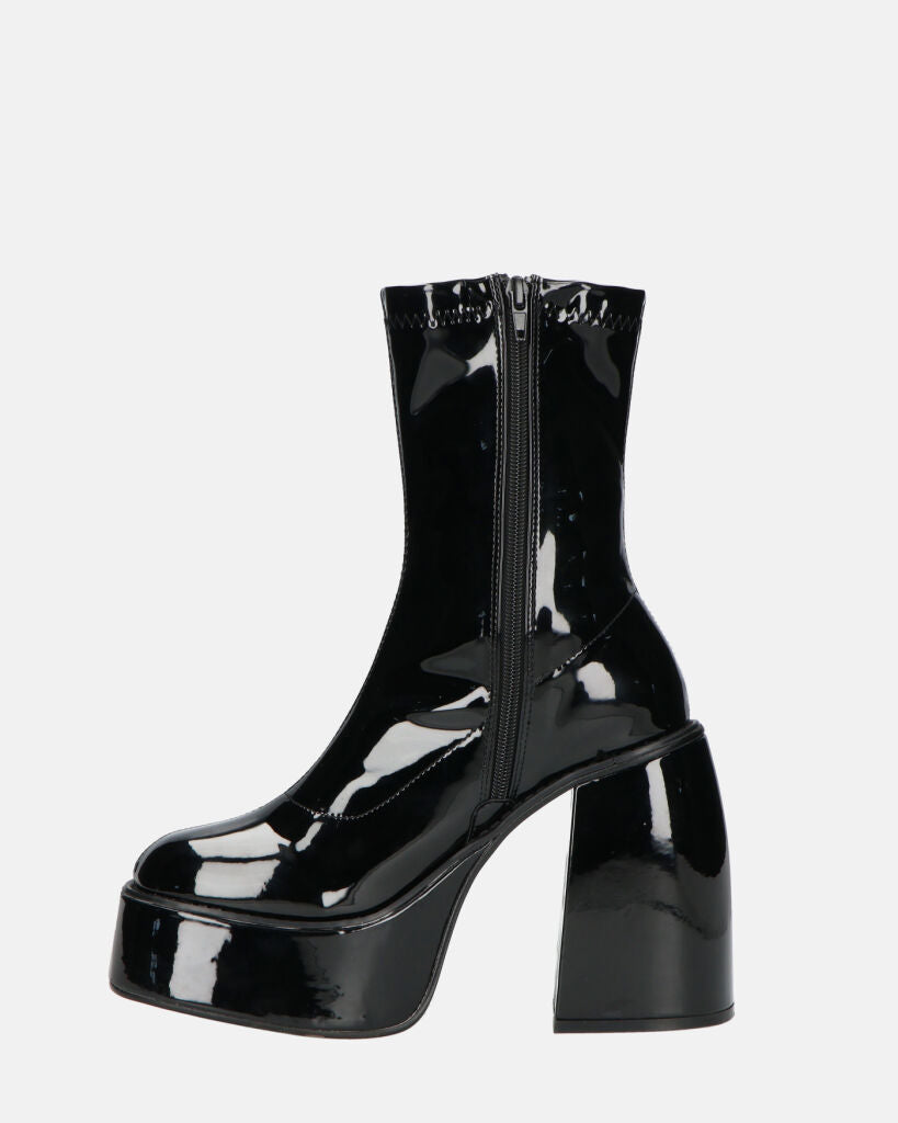 MYA - stivaletti platform con tacco alto in glassy nero