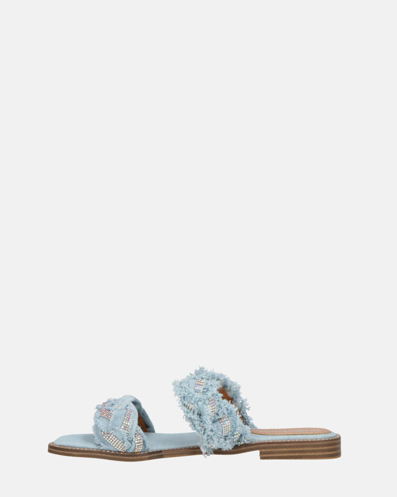 KALI - sandali in tessuto denim con gemme