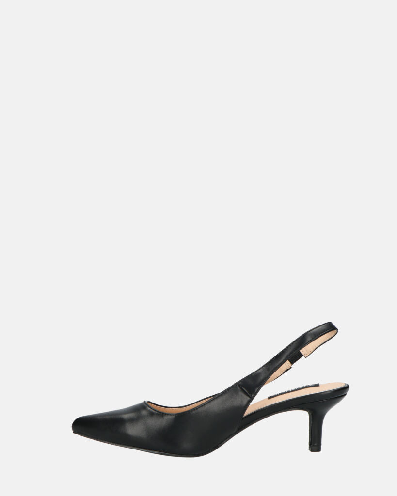 BEVERLIE - decollete con tacco in ecopelle nera