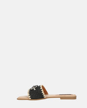 ROZENN - ciabattine beige con fascia nera ricamata e gemme