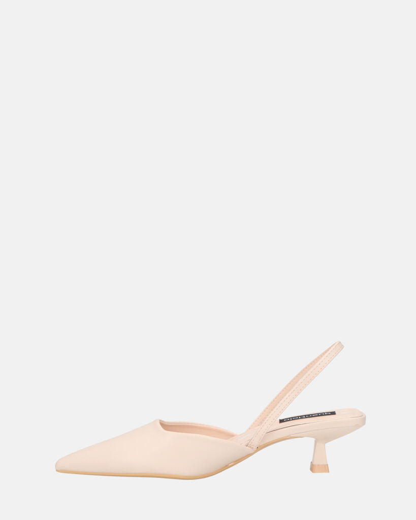 NIEVES - scarpe beige slingback con tacco kitten